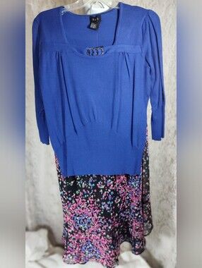 Royal Blue Women's Long Sleeve Sweater with Ring Detail
